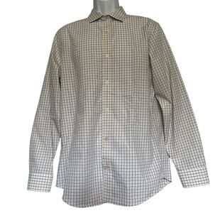 Banana Republic Non-Iron Slim Fit Mens Dress Shirt Size 15-15.5 Yellow Check